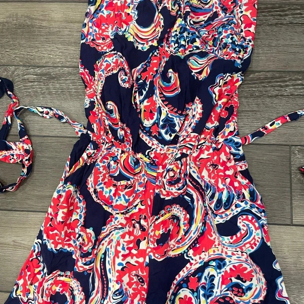 Lilly Pulitzer Jumpsuit XSmall Halibut FARRAH Strapless Wide Leg Pants Strapless